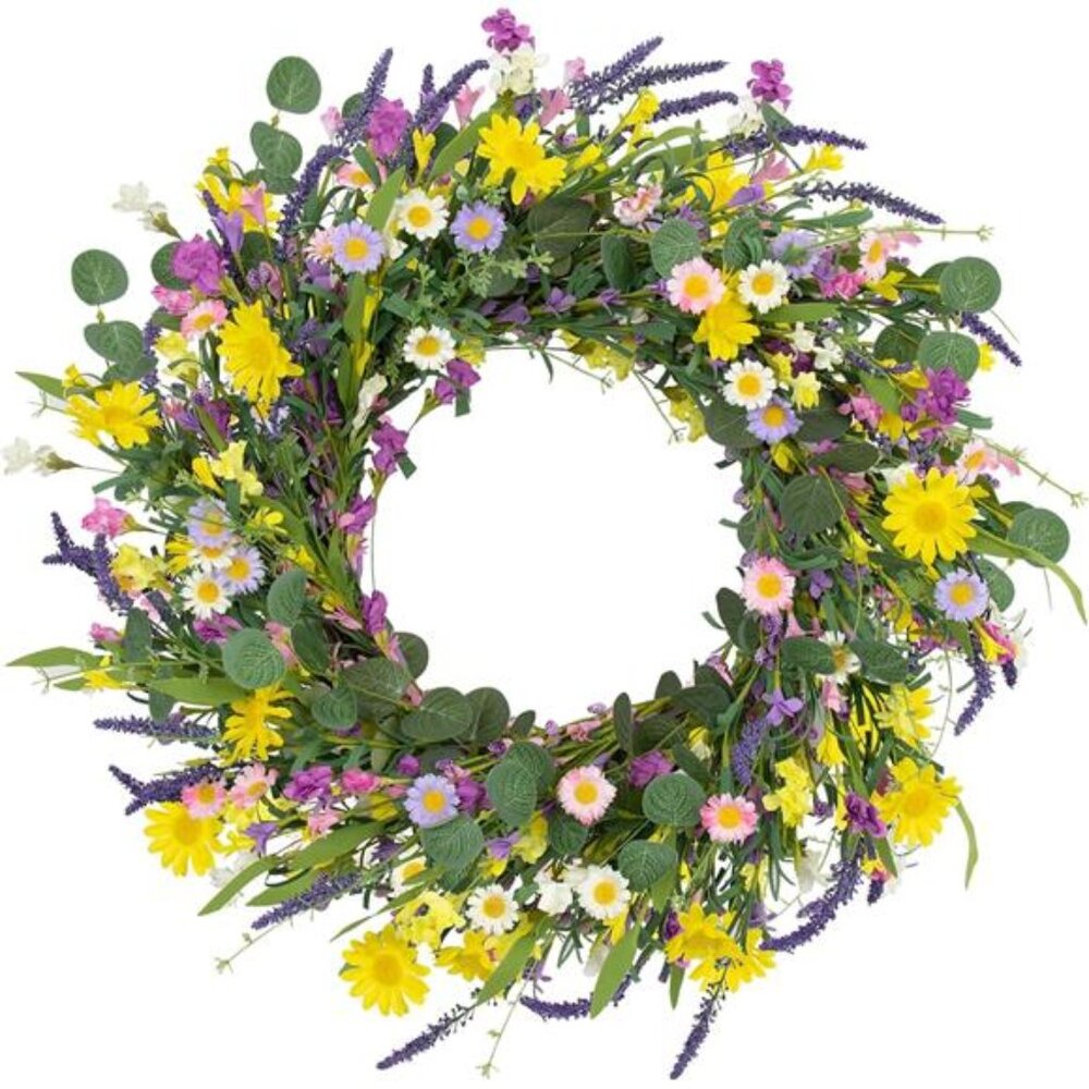 Artificial Spring Wreath 22Inch Spring Wreaths for Front Door Summer Door Wreath